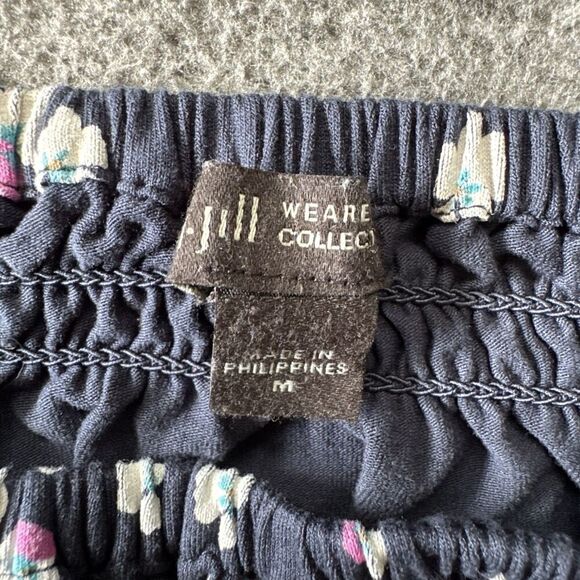 J JILL Wearever Convertible-Shoulder Smocked-Neck Top Blue Floral Size Womens M - Picture 5 of 9